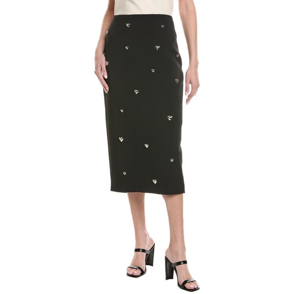 Milly Womens  Syra Heart Applique Midi Skirt, Black